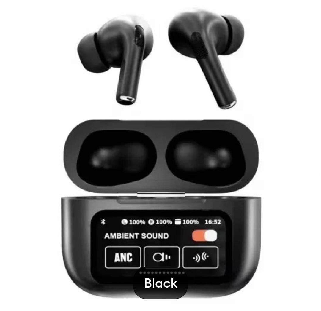 Airpods A9 Pro Touch Screen Display with ANC ENC TWS Earbuds – Black